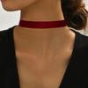 1 Stück Roter Samtstoff Sommer Schmaler Kragen Einfacher Choker Halskette Dekoration Für Frauen