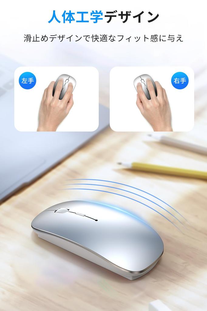 Rechargeable Bluetooth Wireless 3dpi TELEC Compatible with and Smartphones Mouse, 2.4GHz Optical, Switchable, Quiet, Slim, Compact, High-Precision,