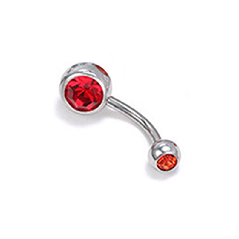 Colorful Double Head Glass Belly Button Ring - Trendy Stainless Steel Summer Style