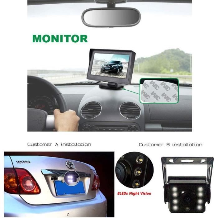 Caméra de recul étanche avec vision nocturne 8 LED - Marque HUACANG