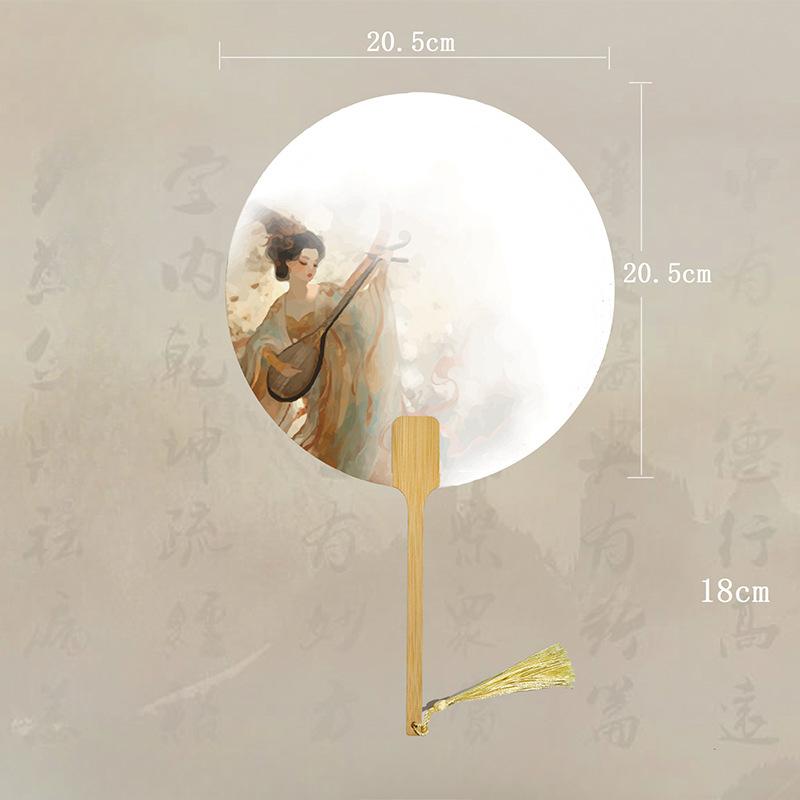 

Утолщенная бумага Сюань Круглый веер Полусырой В древнем стиле Пустой веер Веер для каллиграфии и живописи Лаковый веер Круглый веер Round (pipa)