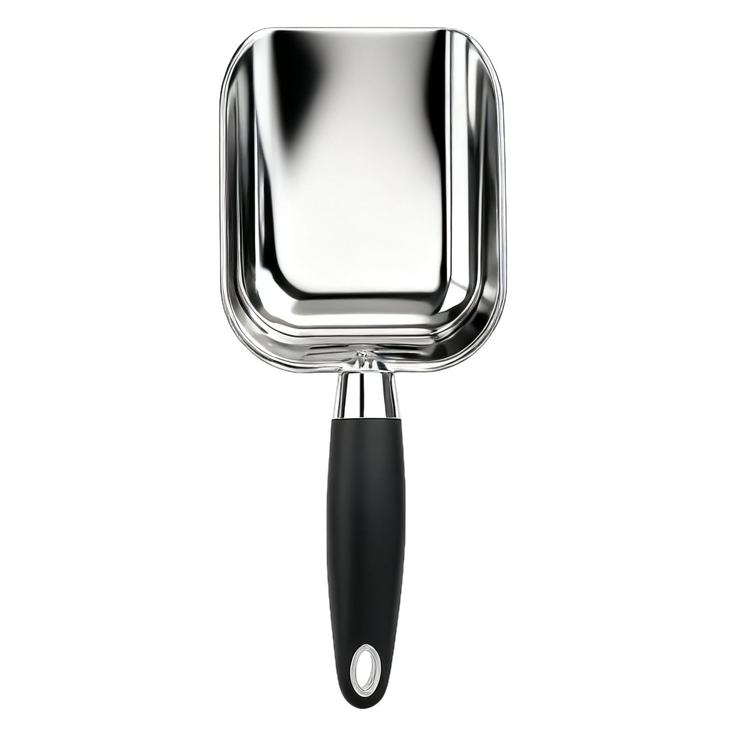 

Совок для кошачьего туалета из нержавеющей стали с большими отверстиями и рукояткой из перепелиного ореха 50