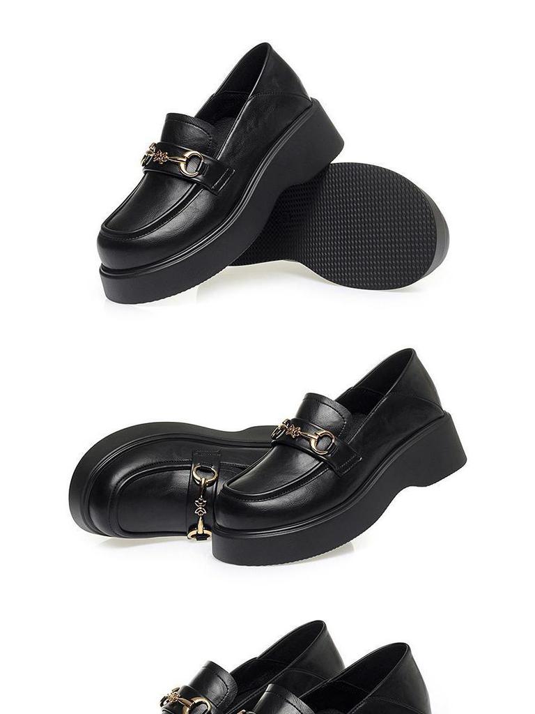 Women's Slip-On Leather Loafers - Fashionable, Versatile, Non-Slip, Comfortable, Soft Sole for Spring and Autumn