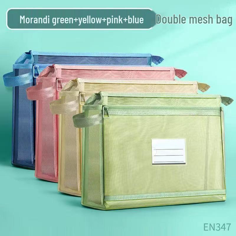 Dual Layer Student Organizer - Large Capacity Transparent Handbag for Books, Exam Papers, and Files