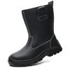 Men's High-Top Steel Toe Anti-Smash and Puncture-Resistant Cowhide Safety Boots for Oil Fields