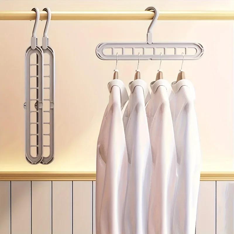 

6/3pcs Plastic 9-Hole Foldable Hangers Heavy Duty Space Saving Clothes Organizer Hangers For Room Closet Wardrobe Home & Dor