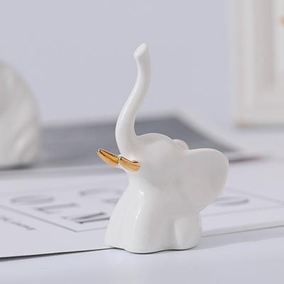 Elephant Statue Mini Ceramic Elephant Figurine Small Shelf Tabletop Centerpiece for Living Room Bedroom Home Decor