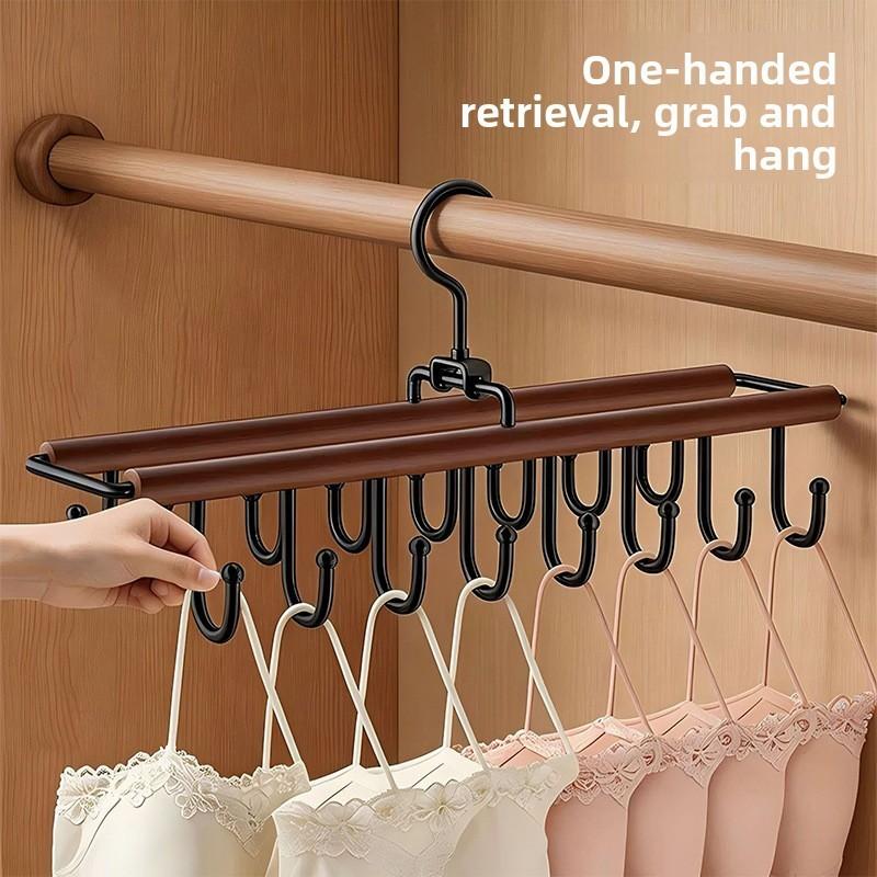 Modern Minimalist Iron Double Row Coat Hooks With Rotatable Design For Wardrobe Storage