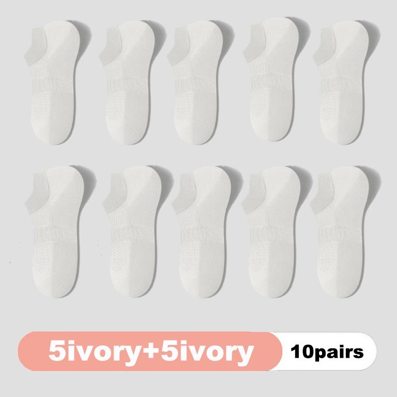 10 Pairs Women's Socks Spring Summer Ins Thin Non-slip Mesh Sweat-absorbing Breathable Boneless Short Bottom Boat Socks Cotton