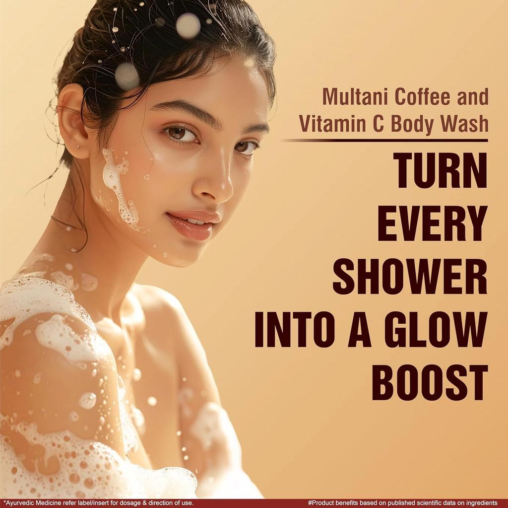 Multani Naturals Coffee Vitamin C Body Wash 270 ml Herbal Cleanser For Glowing Smooth Skin Unisex Gentle Daily Care