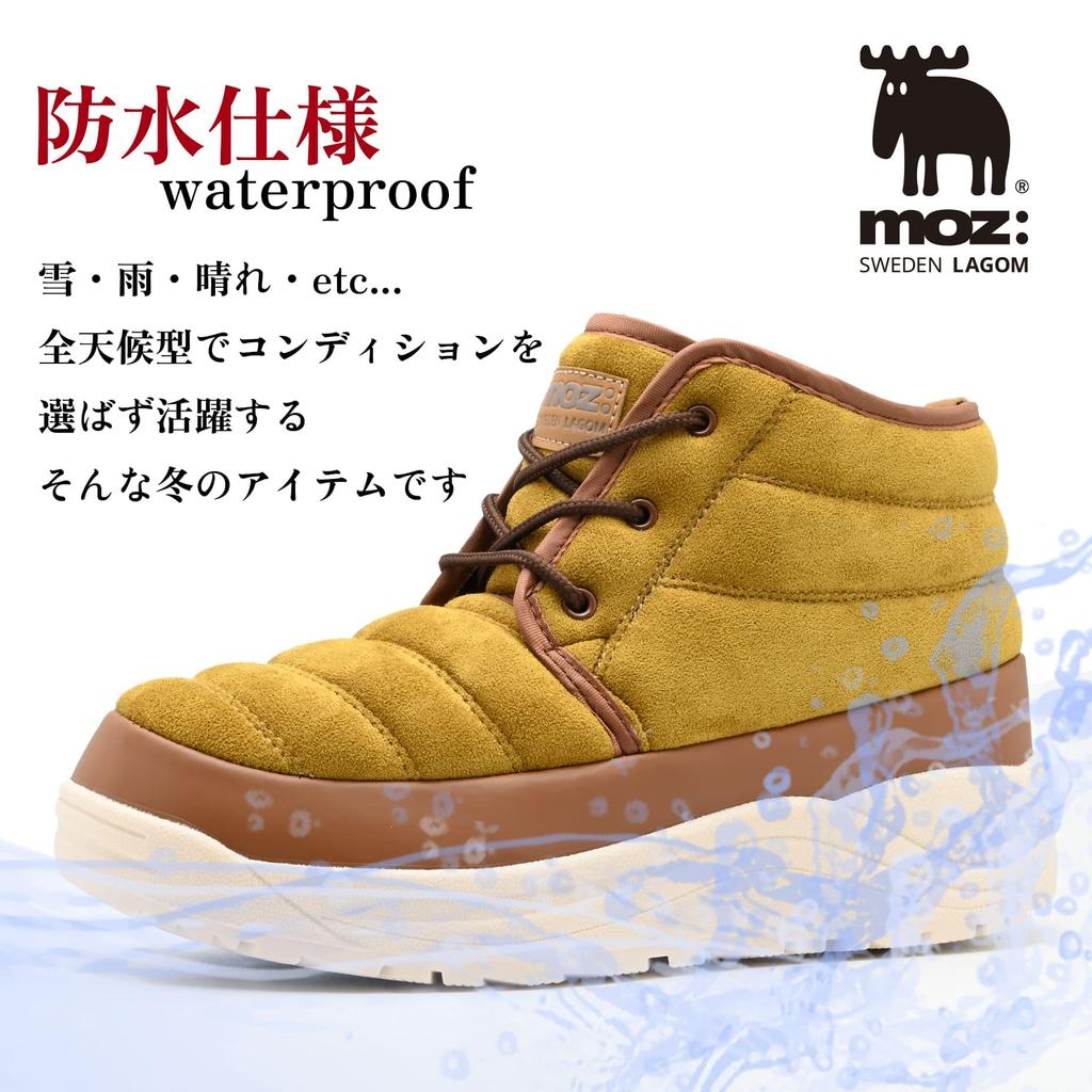 Mozu Winter Snow Urethane Fleece Size M Men's Boots, Waterproof, Water-Repellent, Non-Slip, Padded, Lining, Brown, 4671, (4671,BRO,M)