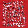 Sterling Silver Elephant & Leaf Double Charm Beads with OT Clasp for DIY Jewelry