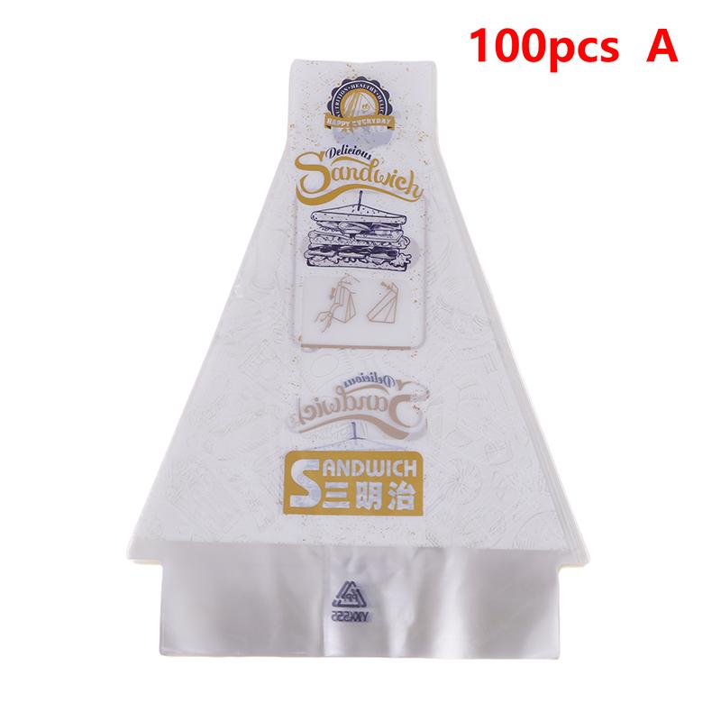 100 sztuk Papierków do kanapek Specjalne Jednorazowe Łatwe do Rozerwania Przezroczyste Trójkątne do Ciasta Pieczenia Jedzenia Folia Plastikowa Torba do Pakowania Chleba