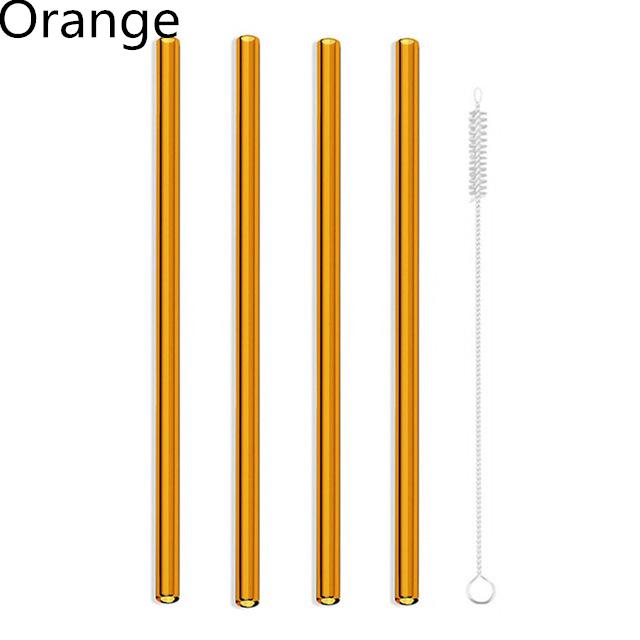 4Pcs Glass Straws Reusable Drinking Glass Tube Eco-friendly With Cleaning Brush Events Party Favors Supply