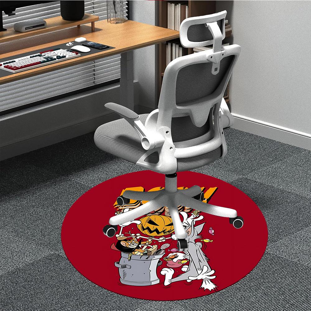 

1pc Halloween Tom Jerry Office Round Area Rug, Under Office Chairs Bedroom Living Room Home Decor, Room Deco, Available in Various Sizes 80cm