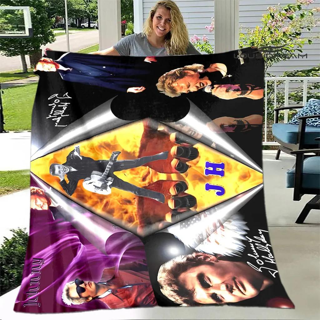 French rock star Johnny Hallyday print blanket picnic blanket vintage blanket home travel birthday gift bed blanket thin blanket