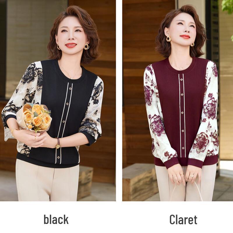 Top Base a Manica Lunga con Scollo a Revers da Donna Yuzhaolin
