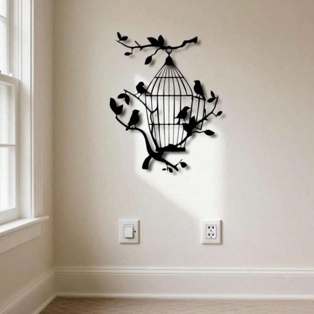 Metal Wall Decor Farmhouse Bird Cage Rustic Home Art for Living Room Bedroom Office