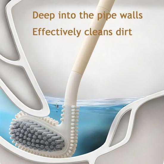 Extended Handle Toilet Brush Double-Sided Brush Head Toilet Scrubber