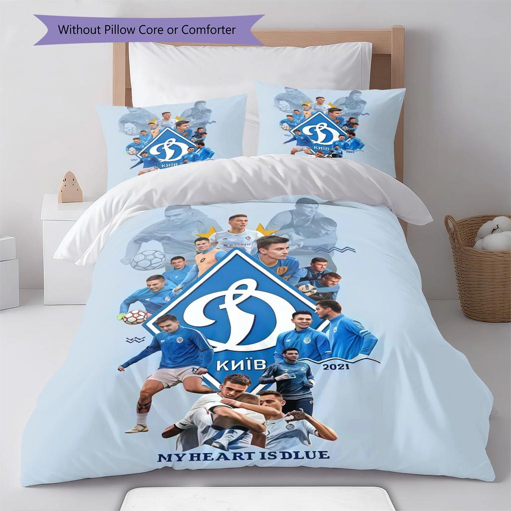 FC Dynamo Kyiv  Pattern Bedding Quilt Set Quilt Cover Pillowcase Home Decoration Birthday Gift (1 * Duvet Cover + 2 * Pillowcase, Without Core)