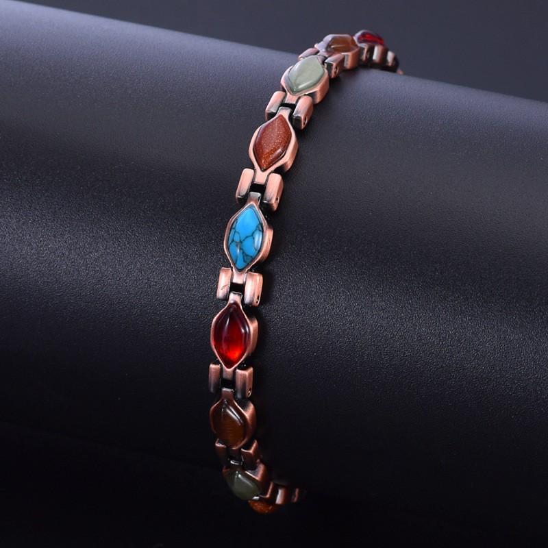 Geometric Heart Shape Copper Bracelet Women Men Adjustable Magnetic Jewelry Gift