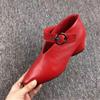 Fashion Size 34-43 Women High Heel Shoes Spring Autumn Belt Buckle High Heel Leather Shoes Thick Heel Deep Mouth Pointed Women's Shoes