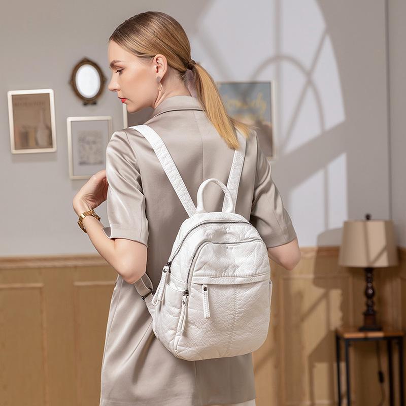 Zaino da Donna Moda Primavera 2025 - Pelle Morbida, Grande Capacità, Stile Coreano Casual e Trendy