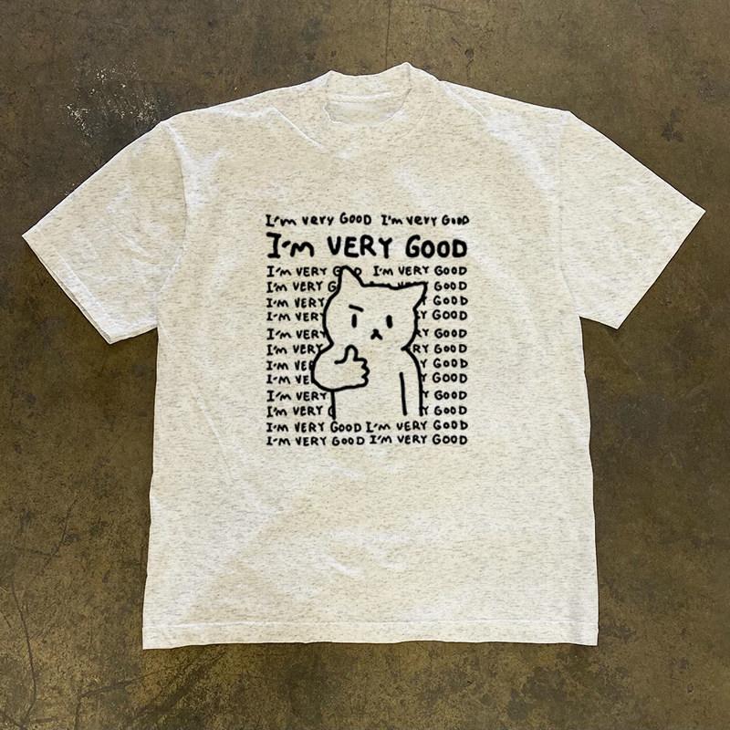 Loose Fit Cotton Tshirt Short Sleeve Double Thread 3a260g American Retro Style Unisex Breathable Comfortable Printed Tee