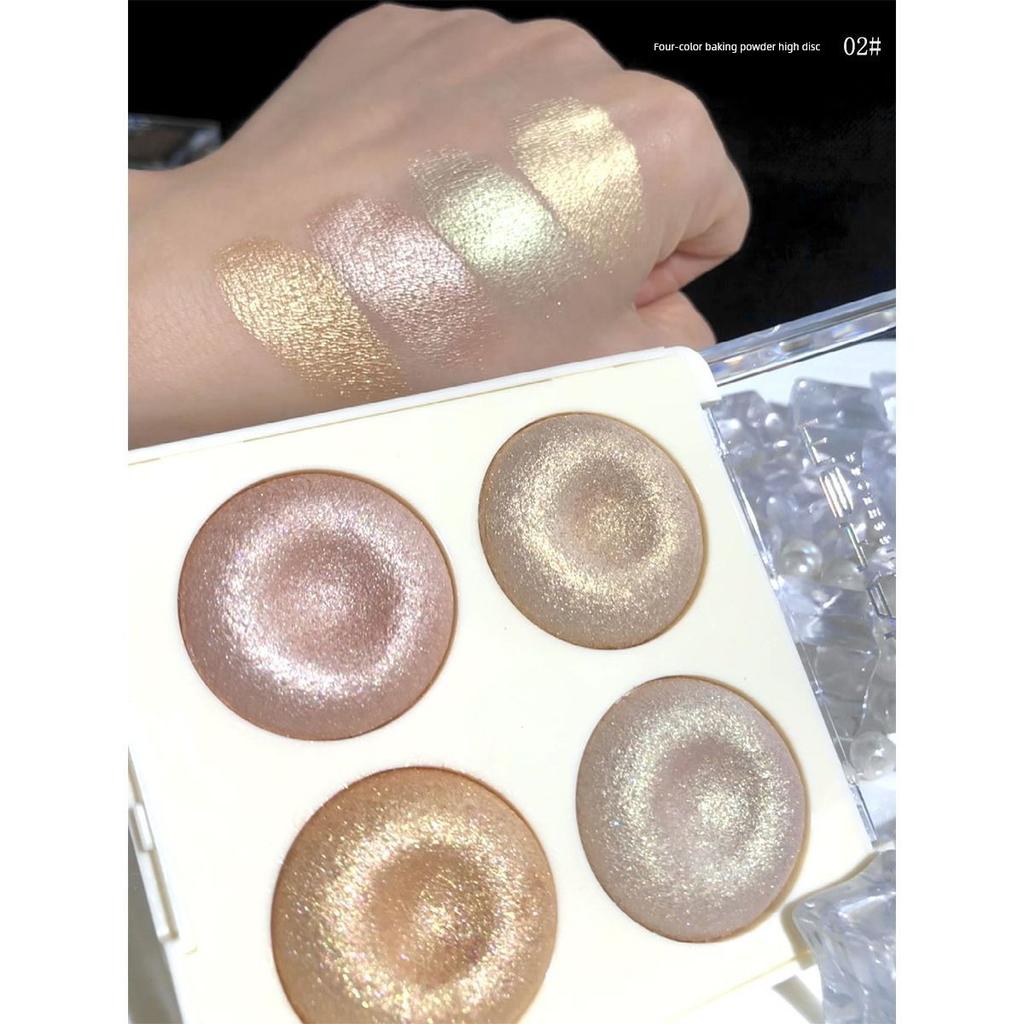 Four-Color Baked Powder Highlight Ginger Thin and Glittering Nose Face Brightening Three-Dimensional Repair Blush Makeup Palette Sparkling Eye Shadow