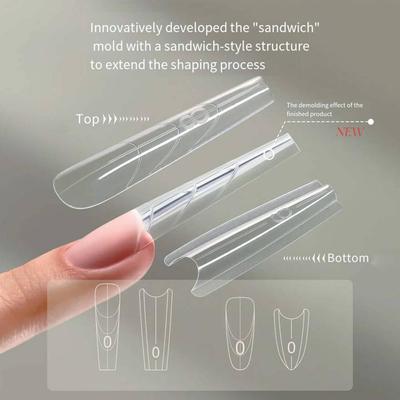 240PCS Sandwich Dual Nail Form Mold Reusable Full Cover Mold Clear Nail Art Extension Tool Extensions-Dual Forms