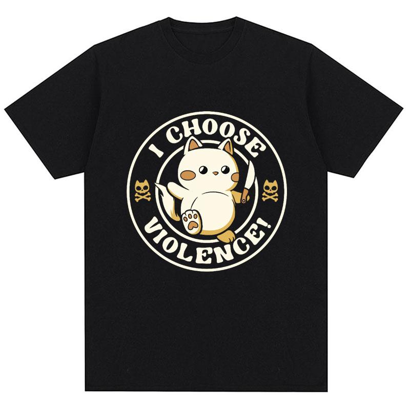 I Choose Violence T Shirt Funny Duck Humor Slogan Print Short Sleeve Tshirts Men Women Cotton Loose Oversized Tshirt Cotton