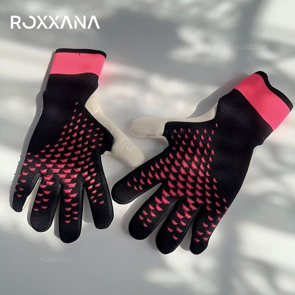 ROXXANA Torwarthandschuhe sind atmungsaktiv, strapazierfähig und haben eine gute Rutschfestigkeit. Sie eignen sich für Fußballtrainingsspiele für Erwachsene.