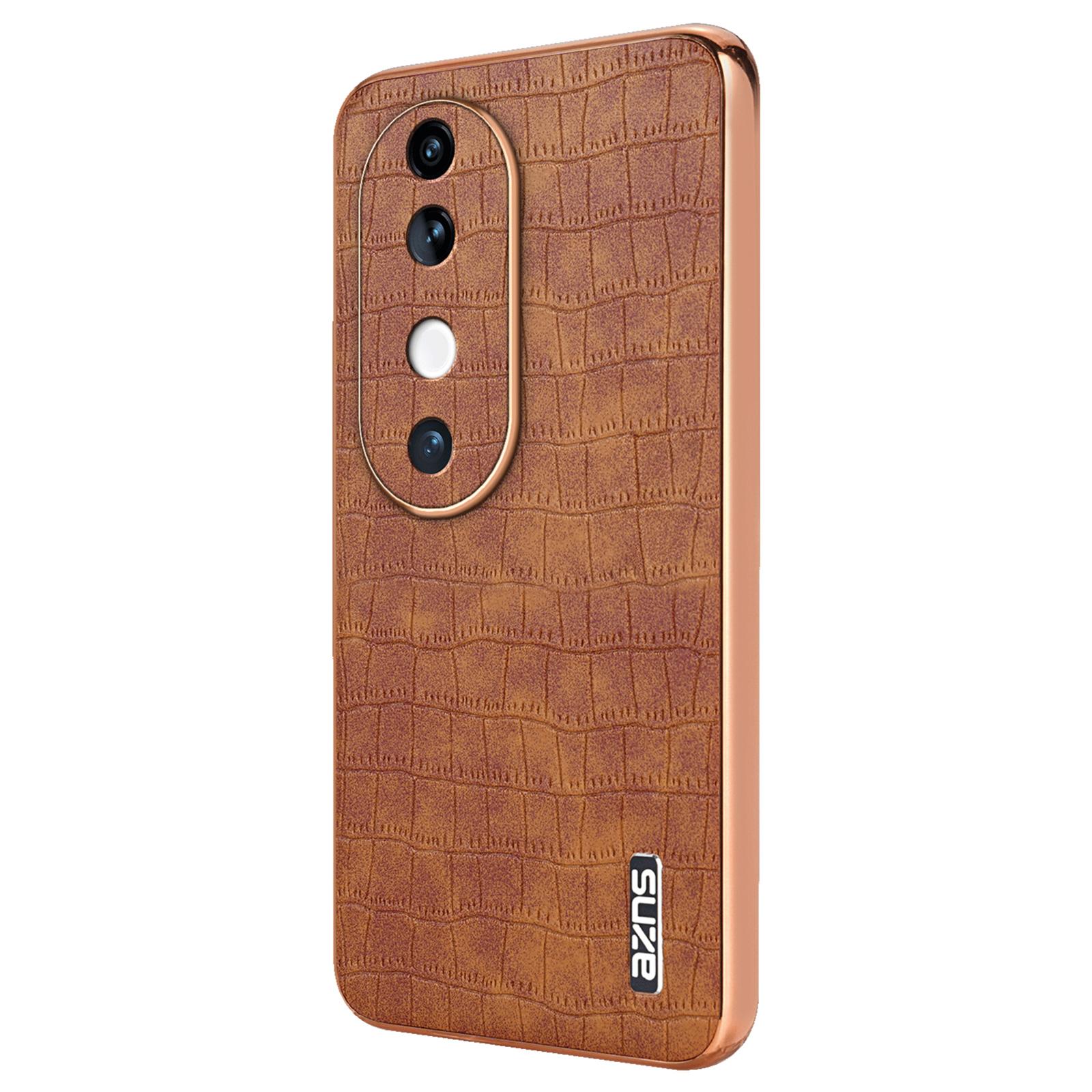 

For vivo S19 5G Case PU Leather Classic Crocodile Pattern Phone Cover Brown
