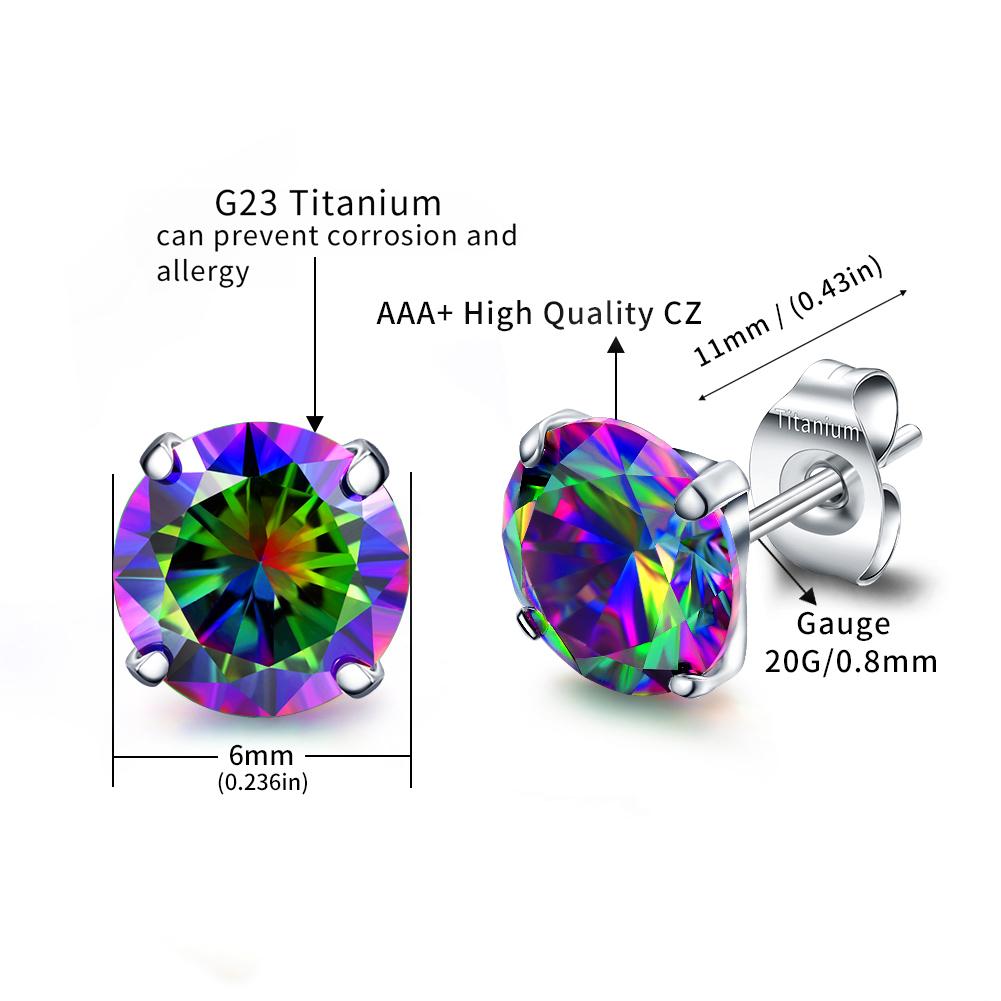 G23 Titanium Hypoallergenic Cubic Zirconia  Tiny Stud Earrings  Nickel Free for Sensitive Ears Women Teen Girls