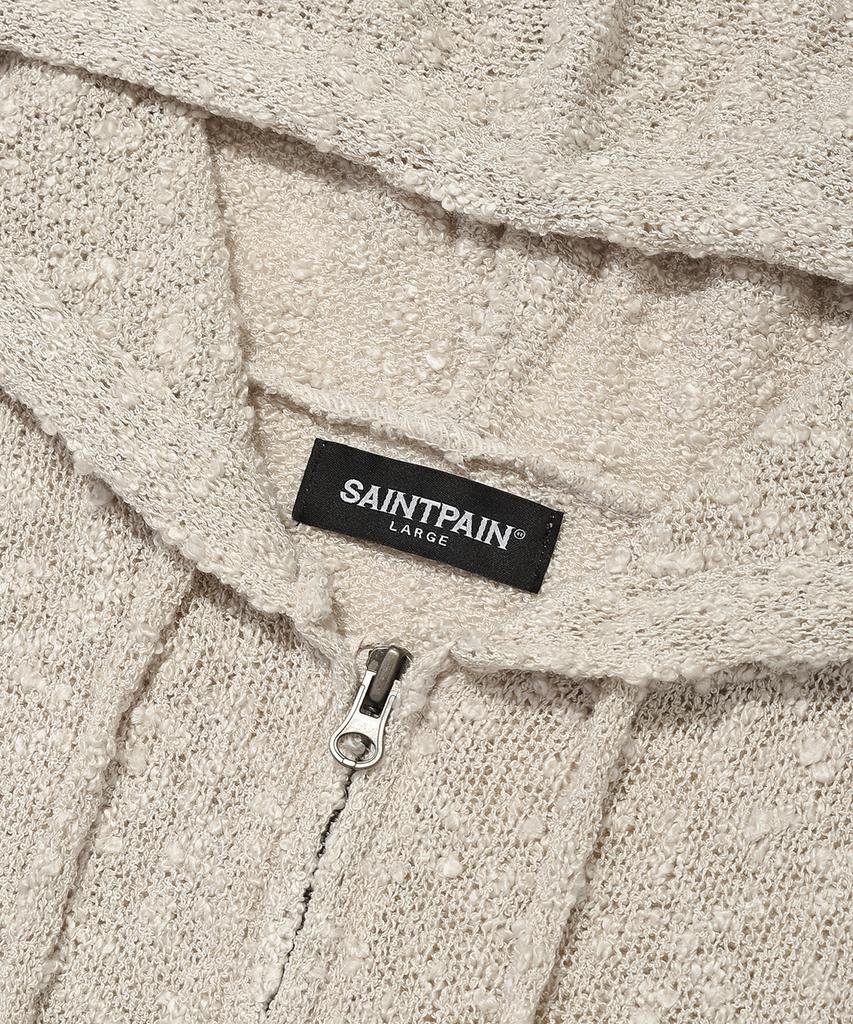 SAINTPAIN Sp Cross Damaged Knit Zip-Up Ivory