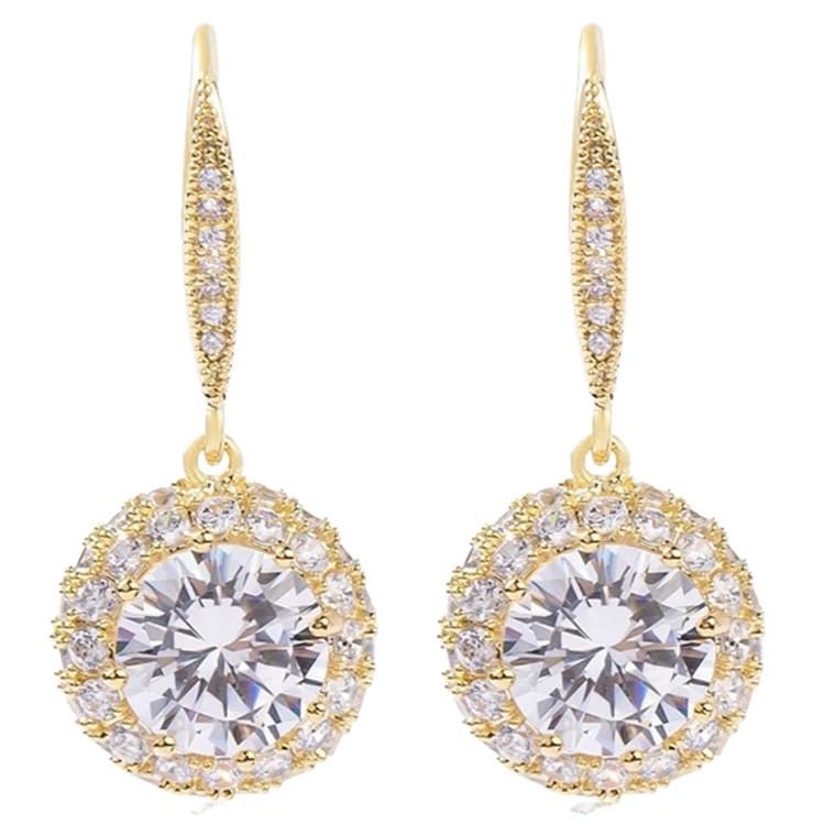 New Fashion Sparkling Zircon Round Earrings - Women's Elegant High-End Design