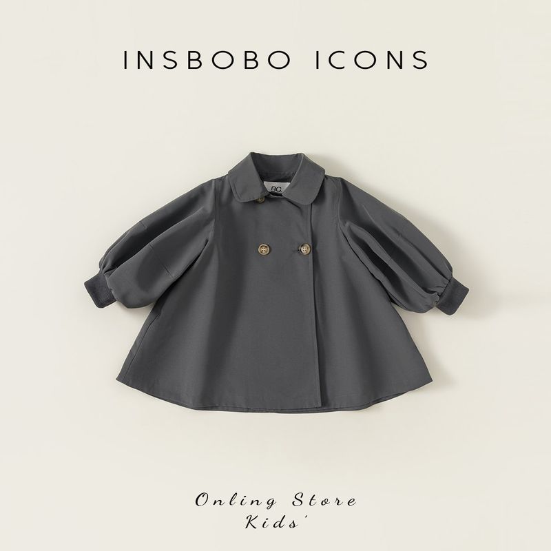 Insbobo Детское пальто-тренч для девочки, средней длины, осенне-зимнее