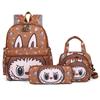Conjunto de Mochila de 4 Peças LABUBU Desenho Animado Estampa Fofa para Meninas - Mochila Escolar para Ensino Fundamental