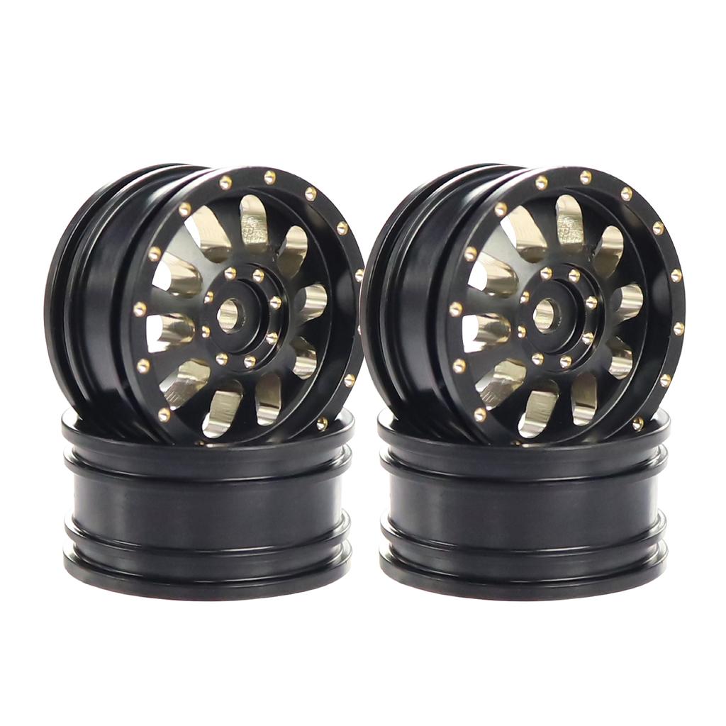 1/30 RC Crawler Black 0.7" Coating Brass Wheel Rim Hub with Tires Offset  for AXIAL SCX30 Jeep Wrangler JLU Ford Bronco