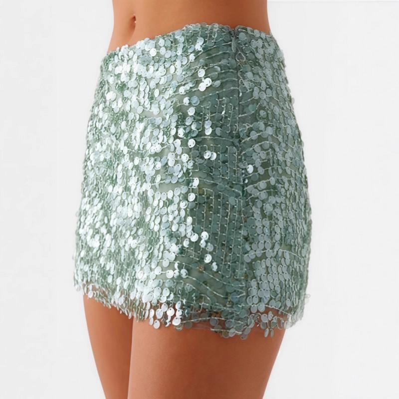 Sequin A-Line Mini Skirt Slim Fit Sexy Sweet Versatile Ladies