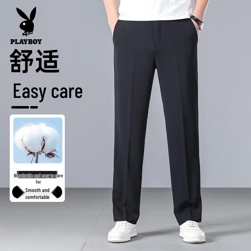 Playboy Men s High-Elastic Straight Fit Casual Pants 29