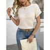 Dames Lente Zomer Ronde Hals Kant Stiksels Korte Mouw T-shirt Top