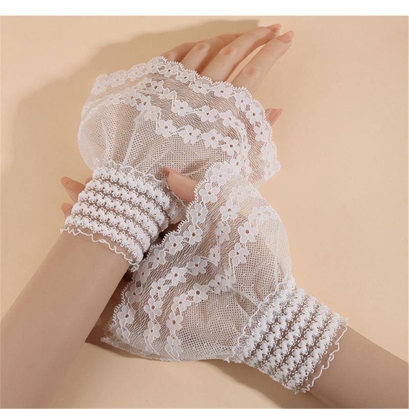 3D Lace Design Detachable Arm Sleeve Fingerless Hand Sleeve for Stylish Outfits Cosplay Event Daily Fashion Wear Comfort