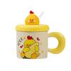 Cute Duck Mug High Looking Ceramic Water Cup with Lid To Send Girls Couple Cup Squid Cup Birthday Gift