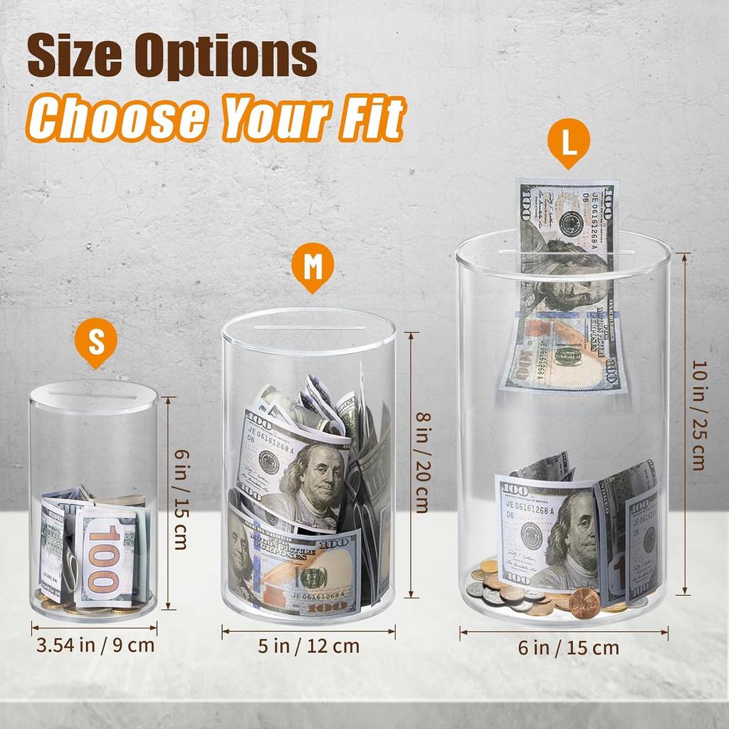 Piggy Bank for Adults Must Break To Open Acrylic Clear Piggy Bank Money Saving Box for Cash Saving Real Money Bank Coin Bank