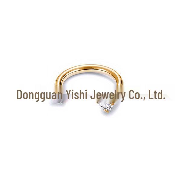 Stainless Steel U-Shaped Nose Ring with Double Zirconia
