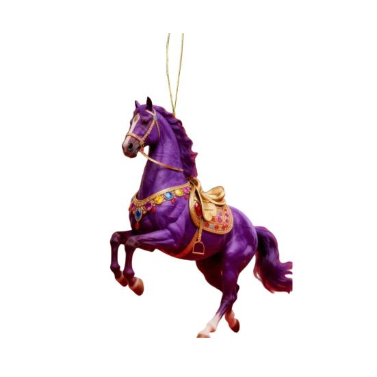 Horse Pendant 2D Acrylic Realistic Horse Decoration Christmas Ornament with Hanging Loop Equestrian Lovers Holiday Decor