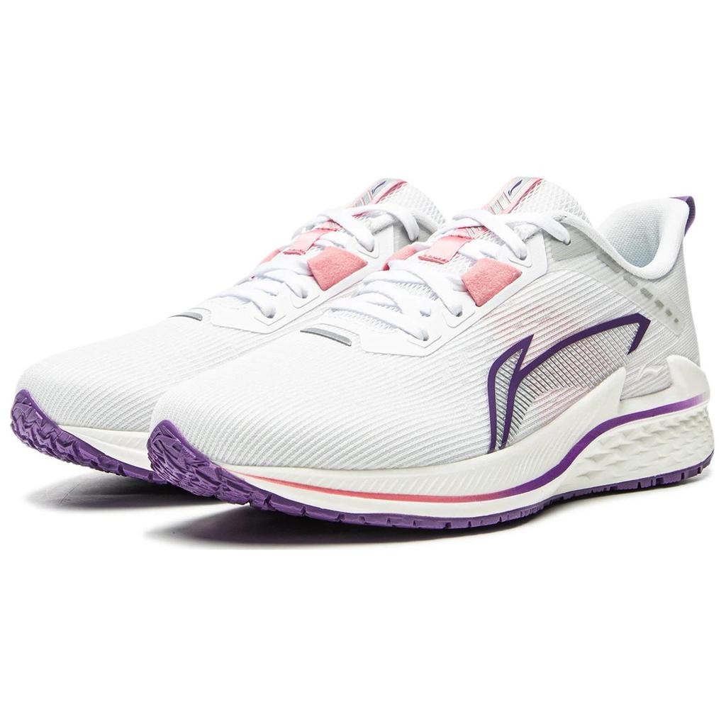 Li-Ning Comfortable Versatile Non-Slip Wear-Resistant Breathable Low-Top Casual Running Shoes Women Sneaker White Purple ARBU006-1