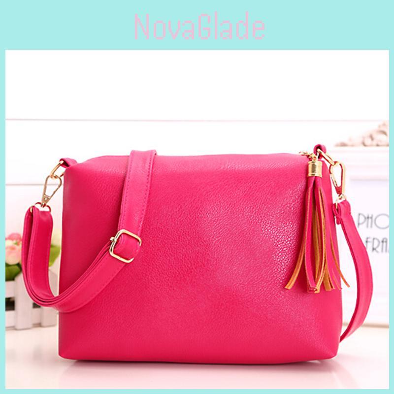 Colorful Pu Leather Women's Cross Body Bag With Tassels Small Size For Everyday Use