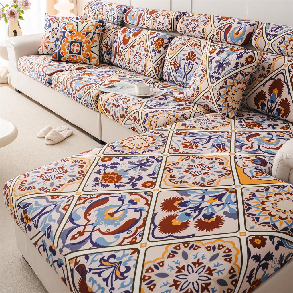 Funda Elástica para Sofá con Estampado Boho Cubre Sofá Cubre Sillón Para Sala de Estar Oficina Decoración del Hogar